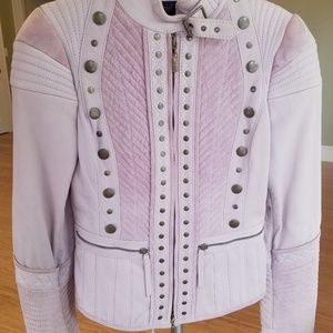 Cavalli Lavender  Studded Leather/Suede Jacket Size 40  US-6  NWOT